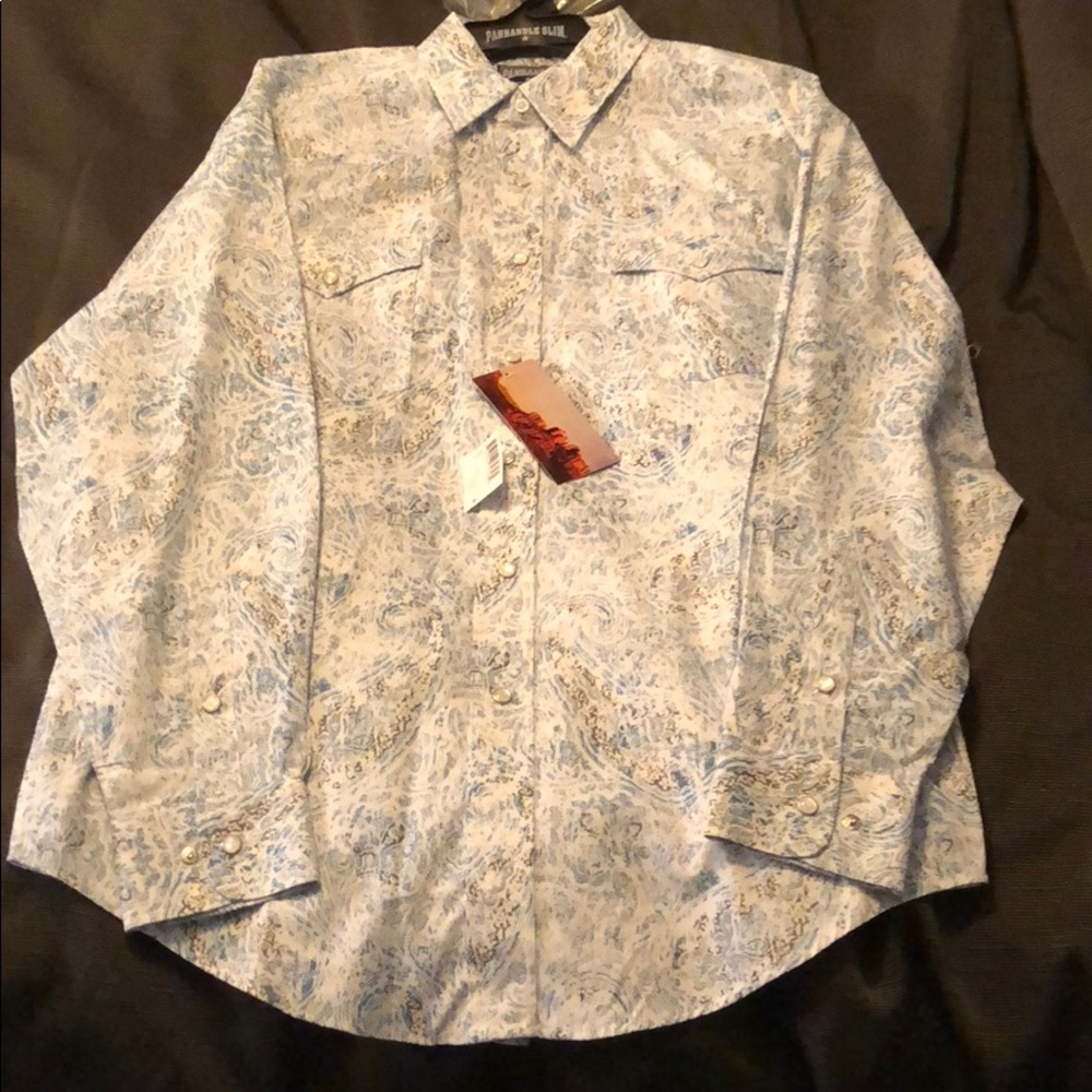 New Medium panhandle slim pearl snap dress shirt